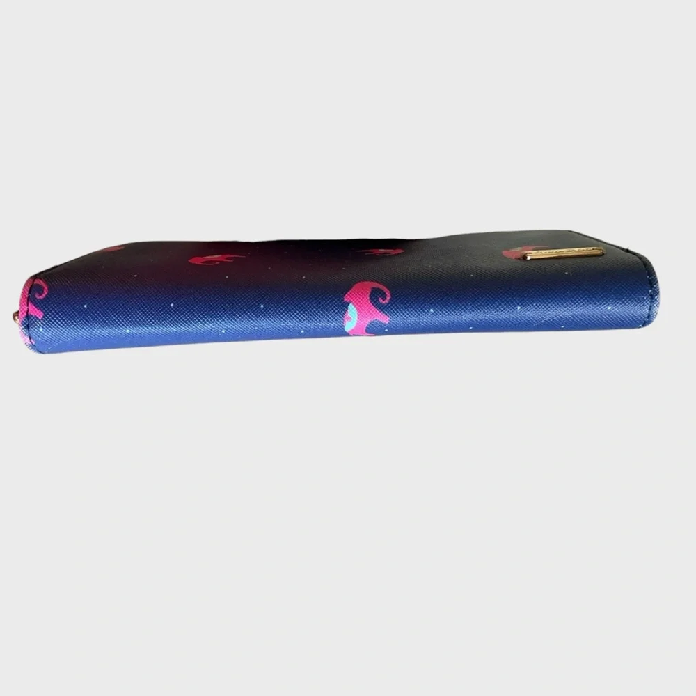 Charlie Paige Elephant Print Zip Around Wallet Navy Pink Long Wallet